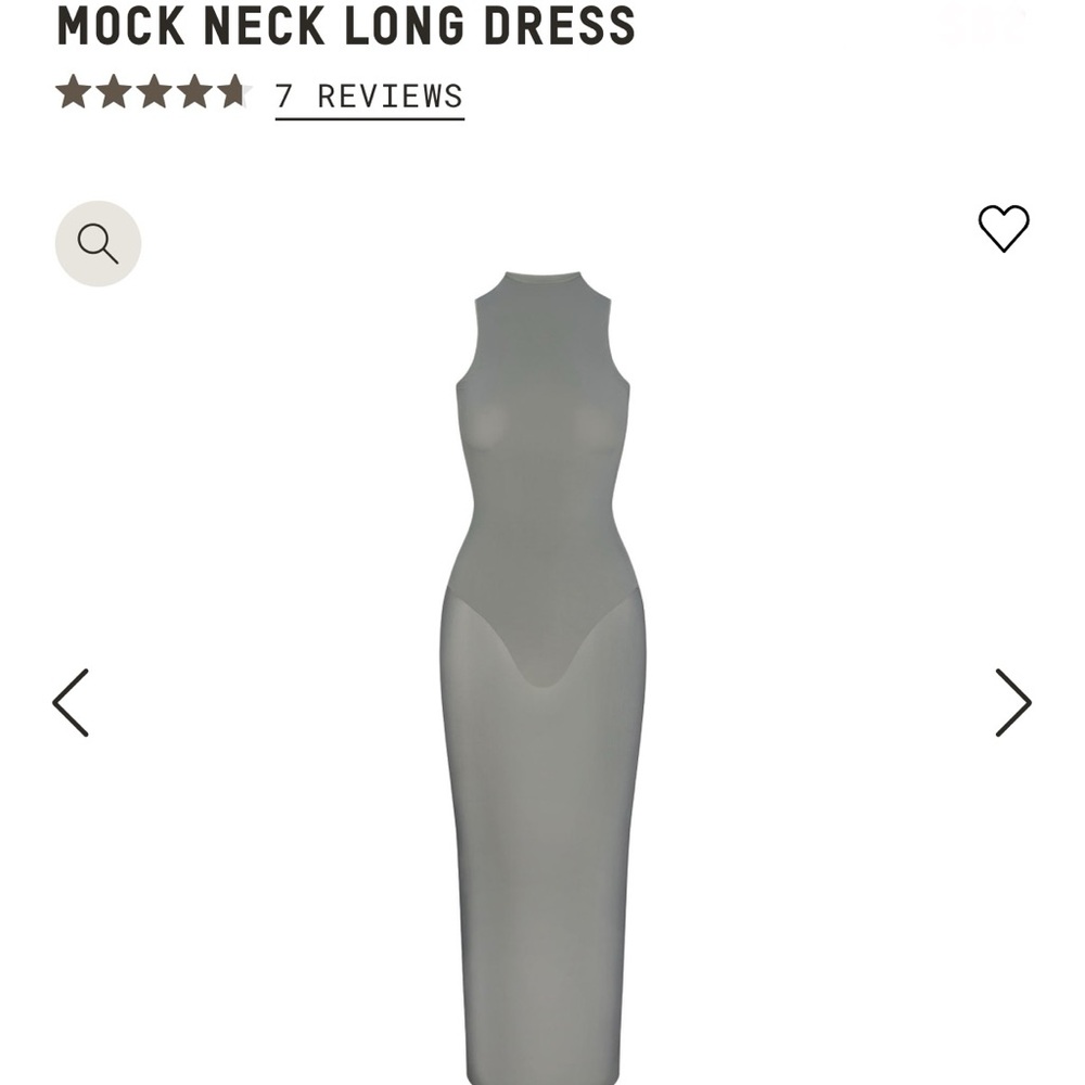 NWT SKIMS milky sheer mock neck maxi dress in gunmetal color, size small